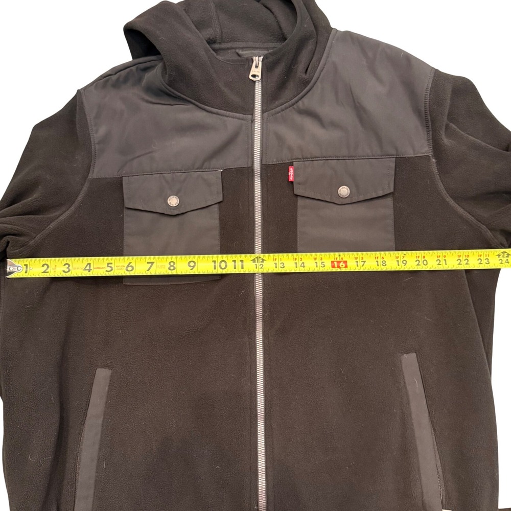 Levi's Mens Black Full Zip Fleece Hoodie Jacket with Pockets Size L - Picture 7 of 8
